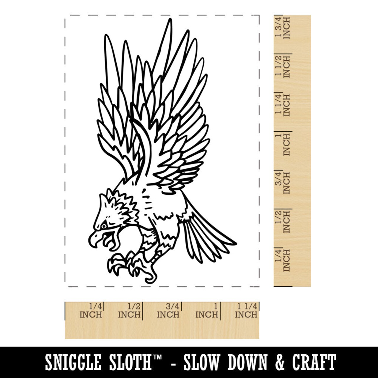 Fierce Swooping Eagle Rectangle Rubber Stamp for Stamping Crafting